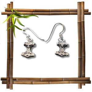 Small Thorshammer earrings made of 925 sterling silver by BELANAS SCHATZKISTE - Earrings Mjolnir - Medieval Viking jewelry - 1 pair