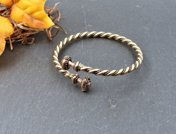 9.2 Stainless Steel 2 Color Celtic Twisted Cable Wire Torc Cuff Bangle Length