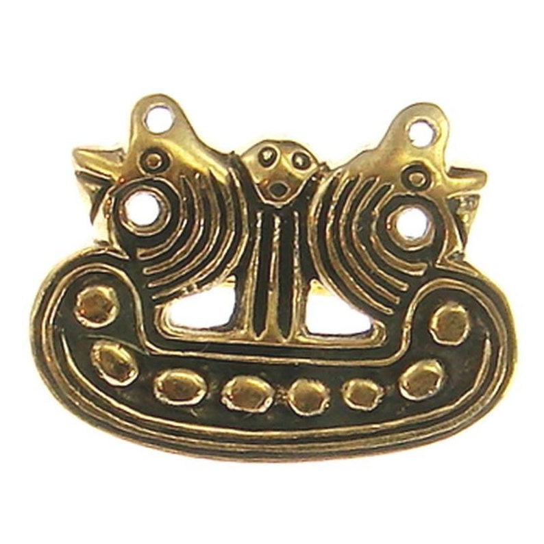Kleine Wikinger Brosche als Schiff aus Dänemark 2,5 x 2 cm, Drachenboot Fibel, Wikingerschiff Replika