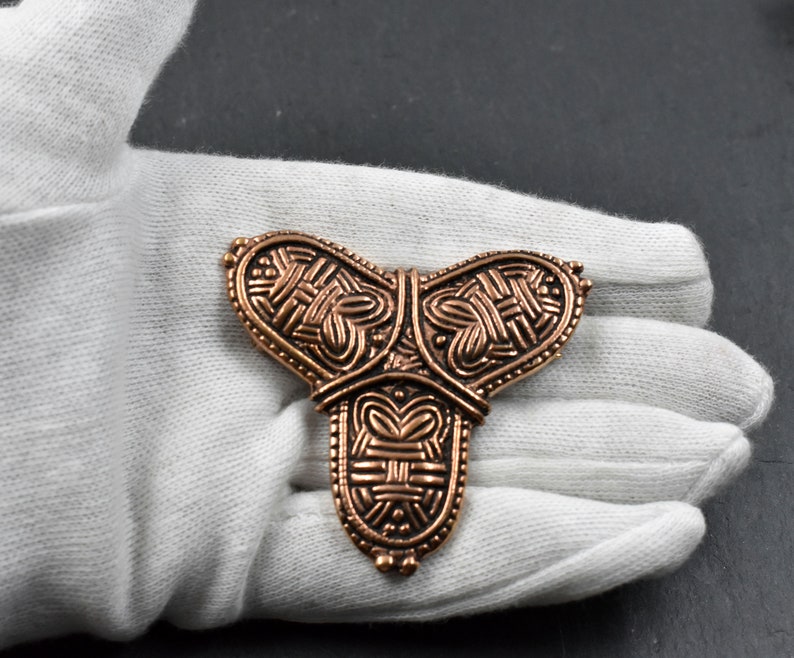 Viking Cloverleaf Brooch Viking Jewelry Medieval Brooch Bronze Brooch Triangle Brooch