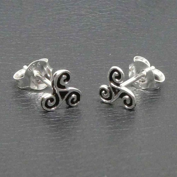 Feine Triskele Ohrstecker – Keltisches Design in Bronze & 925er Silber - 1 Paar - Triquetra - Keltischer Ohrring - Mittelalter Schmuck