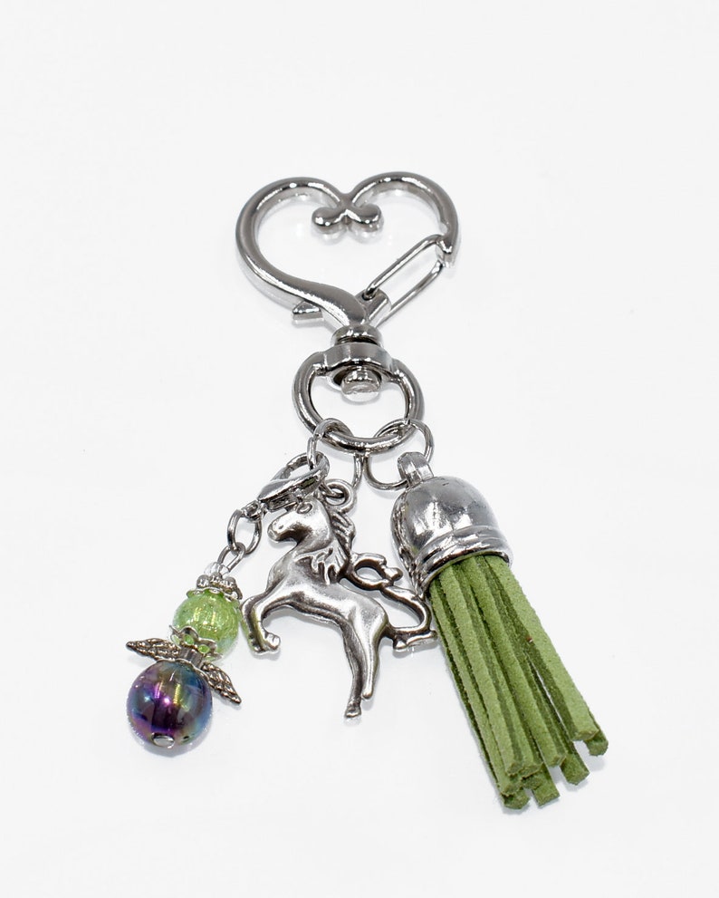Cute Unicorn Keychain With Guardian Angel Pocket Dangler Etsy
