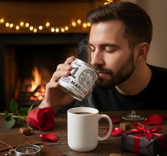 coffee and tobacco candle Mandle Soy Candle | Coffee & Tobacco Scented | Handmade Valentine's Gift  for Him
