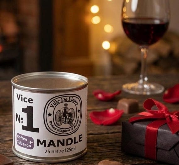 coffee and tobacco candle Mandle Soy Candle | Coffee & Tobacco Scented | Handmade Valentine's Gift  for Him
