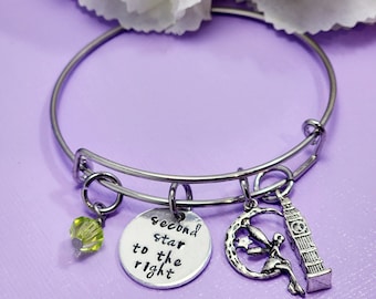 Peter Pan Charm Bracelet • Second Star To The Right • Peter Pan Bracelet • Disney Inspired Bracelet • Peter Pan Bangle • Disney Jewelry