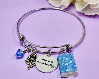 Pride and Prejudice Charm Bracelet • Jane Austen • Pride and Prejudice Jewelry • Bangle Bracelet • Pride and Prejudice Inspired Jewelry