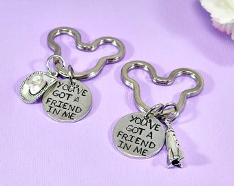 Toy Story Inspired • You've Got A Friend In Me Key Chain Set • Best Friend Key Chains • Best Friends Necklace • BFF Jewelry