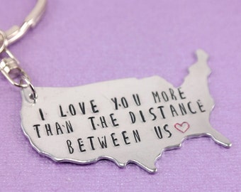 Long Distance Keychain • Long Distance Relationship • Long Distance Friendship • Best Friends Keychain • Aluminum Keychain • BFF Gifts