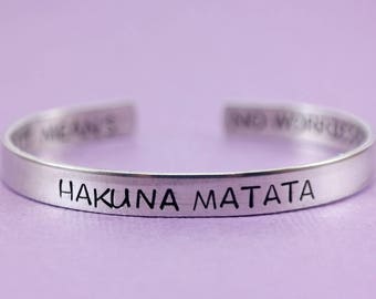 Hakuna Matata Aluminum Cuff • Lion King Inspired Cuff • Hand Stamped Bracelet • Aluminum Cuff • Disney's Lion King Inspired Cuff •