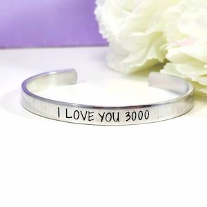 I Love You 3000 Bracelet • Iron Man Cuff • IronMan • Avengers Inspired  • Three Thousand • Fandom Jewelry