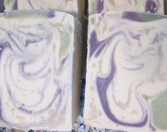 Lavender Mint Cold Processed Soap,Floral,Minty Soap-Natural Soap-Olive oil soap-Purple, White, Green, Essential Oils, Handmade, Stimulating