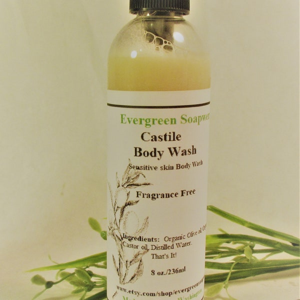 Castile Body Wash, Organic Body Wash, Liquid Body Wash, Made with organic Olive oil.