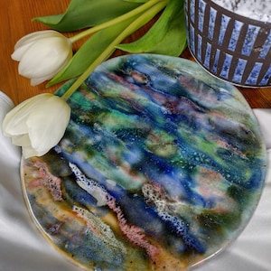 Ceramic dessret plate, one of a kind, 19cm, cake plate, uniqe piece, decorative breakfast plate, Gift idea, house warming gift