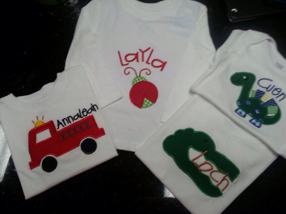 Monogrammed Appliqué Childrens T-shirts