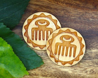 Adinkra Duafe Studs // Afrocentric // Natural Wood // African and Caribbean Inspired Jewelry