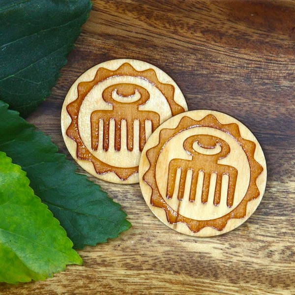 Adinkra Duafe Studs // Afrocentric // Madera Natural // Joyería inspirada en el Caribe y la Africana