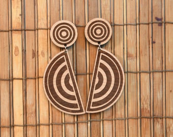 Omni // Afrocentric // Natural Wood Earrings // African and Caribbean Inspired Jewelry