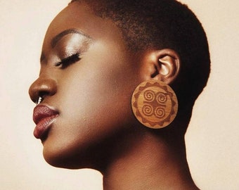 Adinkra Dwennimmen Studs // Afrocentric // Natural Wood // African and Caribbean Inspired Jewelry