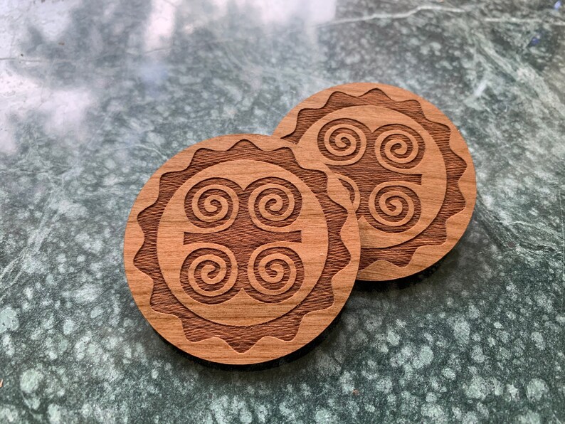 Adinkra Dwennimmen Studs // Afrocentric // Natural Wood // African and Caribbean Inspired Jewelry image 6