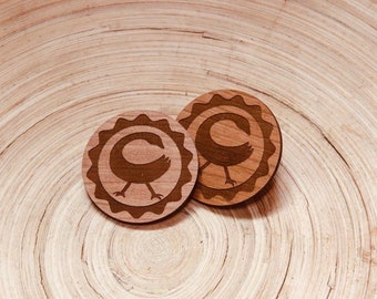 Adinkra Sankofa Bird Studs // Afrocentric // Natural Wood // African and Caribbean Inspired Jewelry