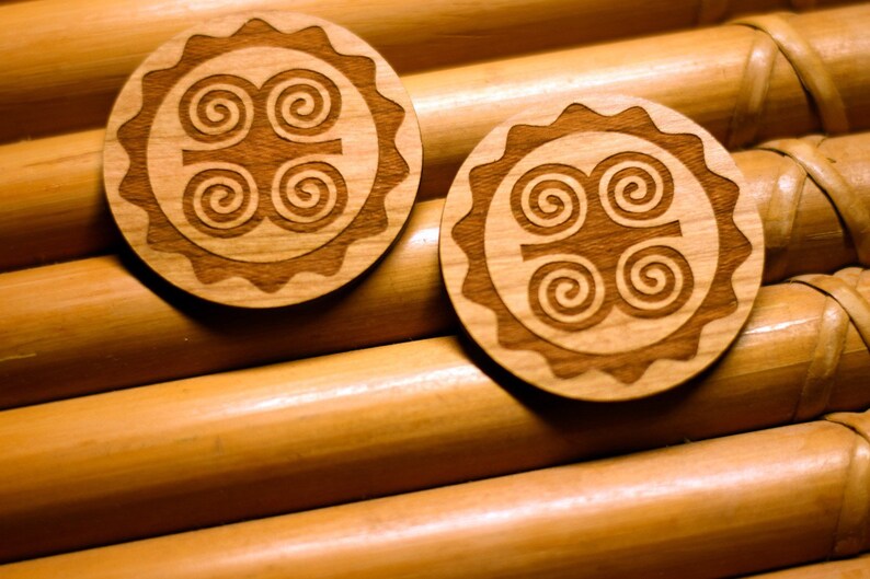 Adinkra Dwennimmen Studs // Afrocentric // Natural Wood // African and Caribbean Inspired Jewelry image 5