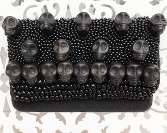 Skull Birth Control Case | Beaded Birth Control Case | Skull Pill Case | Skull Pill Holder | Beaded Case | Skull Wallet | Skull Card Holder