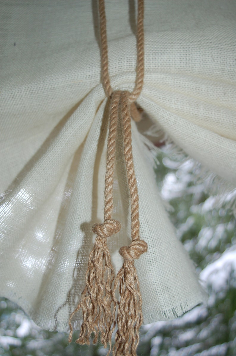 Swag Valance With Rope Ties and Fringe. Swedish Blind, Adjustable ...