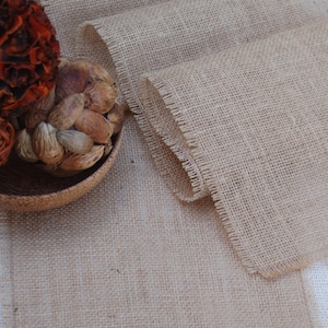 Burlap table runner with fringed edges. Simple, Rustic, Cottage Chic. 10&#39;&#39; wide, custom made to order for your table length.
