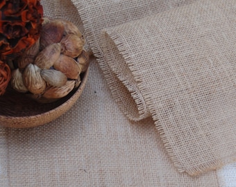Fringed Burlap Table Runner, Rustic Cottage Chic, Custom Length
