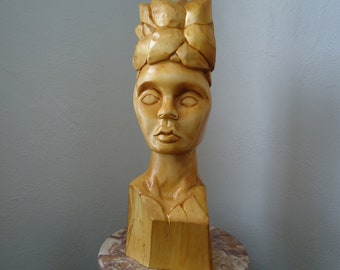 Female wood carving, Hand wood carving, Large wood carving, Art centerpiece, Female wood spirit, Wall artwork, Wood carving decor, Wood art