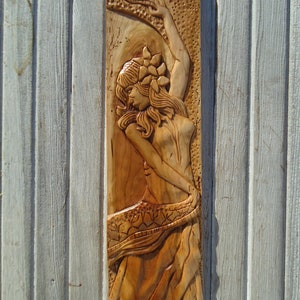 Birth of Venus, Wood Sculpture Art, Carved Wood Spirit, Large Wood