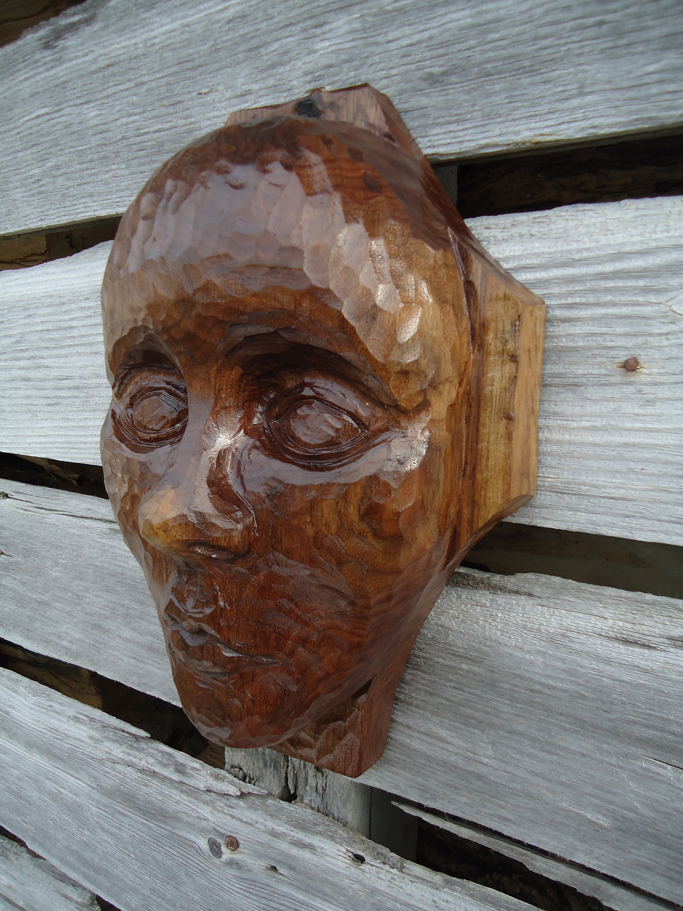 Hand carved wood sculpture Wood face sculpture Female face Etsy