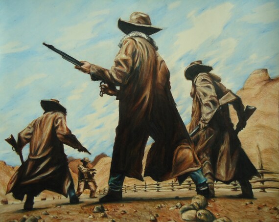 Original Once Upon A Time in the West, Western artwork, Country decor, Western decor, Cowboy art, Colored pencil art, Once Upon A Time, Art