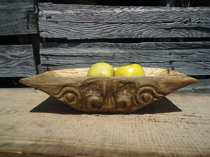 Carved Wood Bowl Hackberry Wood Wooden Bowl Rustic Wood Etsy