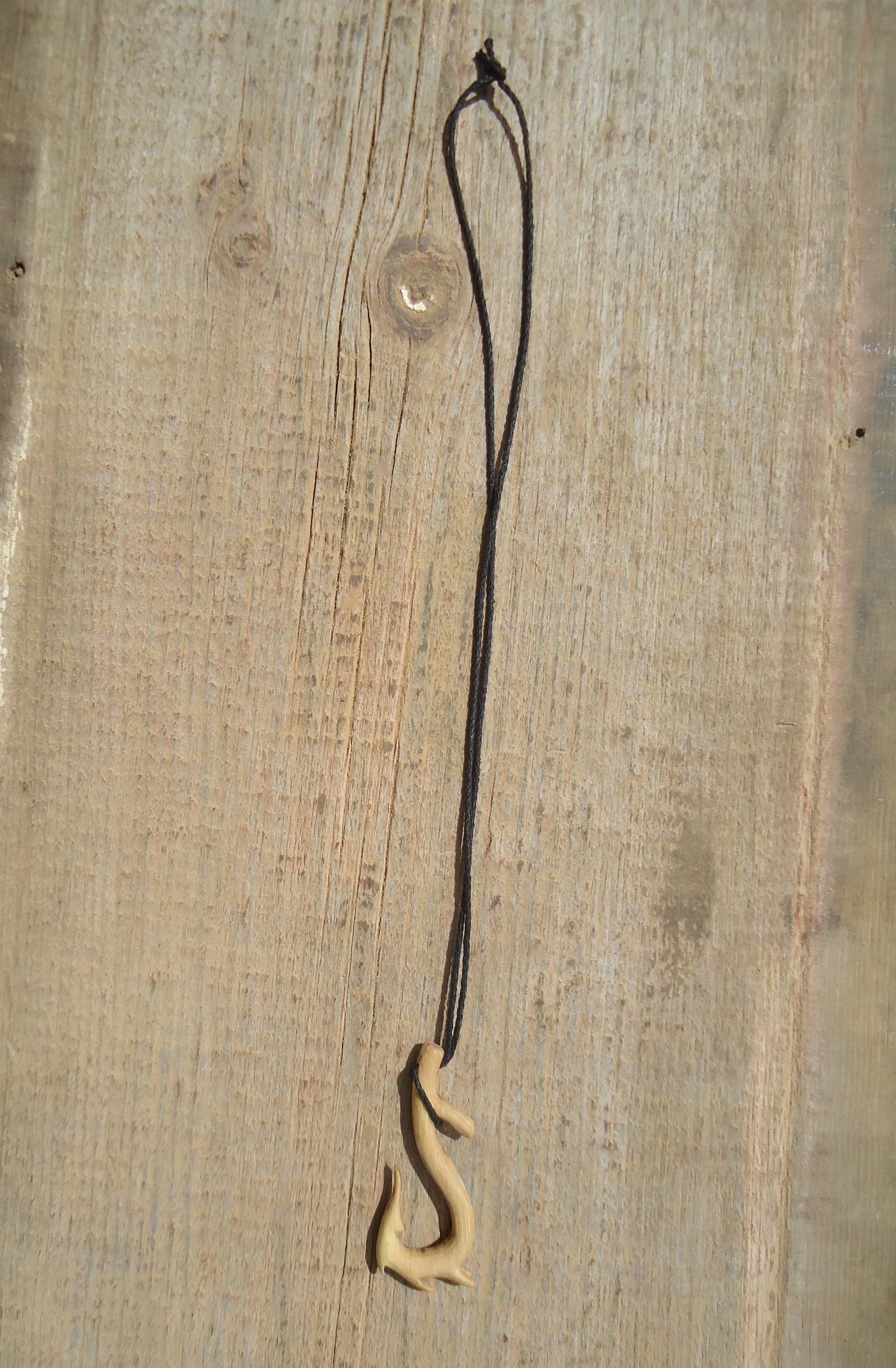 Carved wood necklace Polynesian fish hook Makau fish hook Etsy