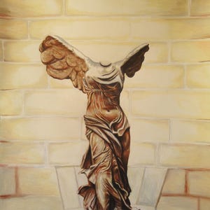 Winged Victory of Samothrace drawing, Wall art, Original drawing, Angel artwork, Nike Victory, Wall decor, Angel art, Female torso, Angel