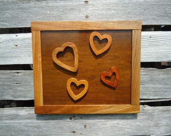 Hearts Wall hanging, Wooden hearts, Heart decor, Four wood hearts, Anniversary gift, Salvaged wood art, Gifts for her, Wood Hearts, Hearts