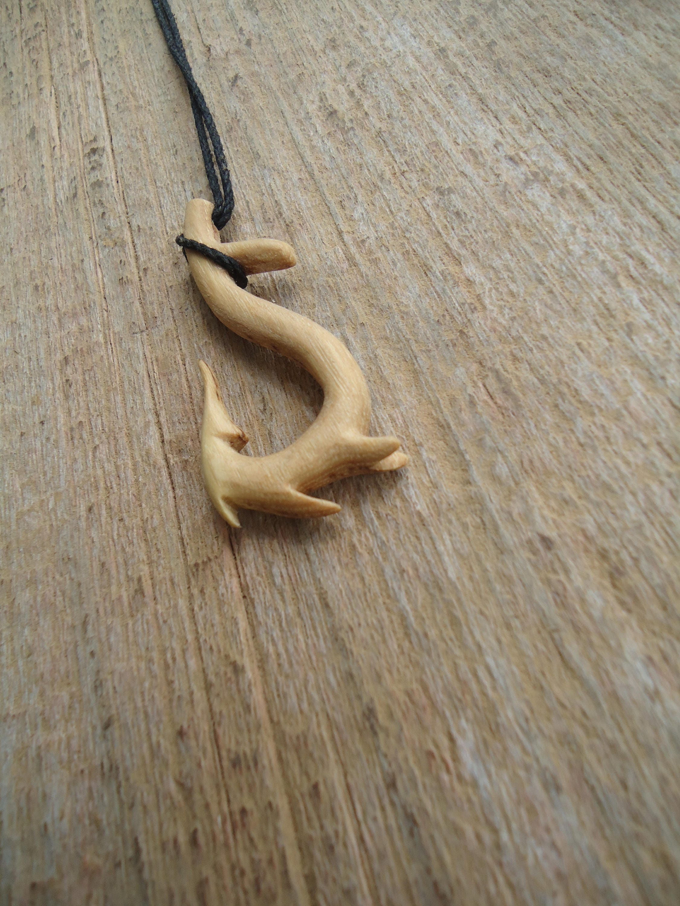 Carved wood necklace Polynesian fish hook Makau fish hook Etsy
