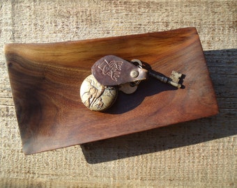 Black walnut wood tray, Wood key tray, Carved wood dish, Key tray, Wood ring tray, Anniversary gift, Wedding ring tray, Hand made, Wood tray