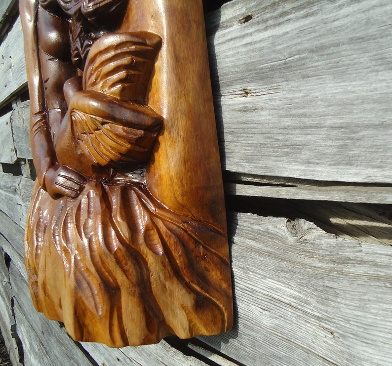 Black walnut wood sculpture, Wall art, Girl with the Bell Dress, Wood sculpture, Walnut sculpture, Wall decor, Carved sculpture, Wall art image 9