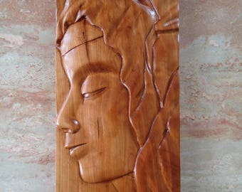 Pieta wood carving, Mary wood sculpture, Religious wood carving, Hand carved sculpture, Wall decor, Michelangelo Pieta Carving, Artwork