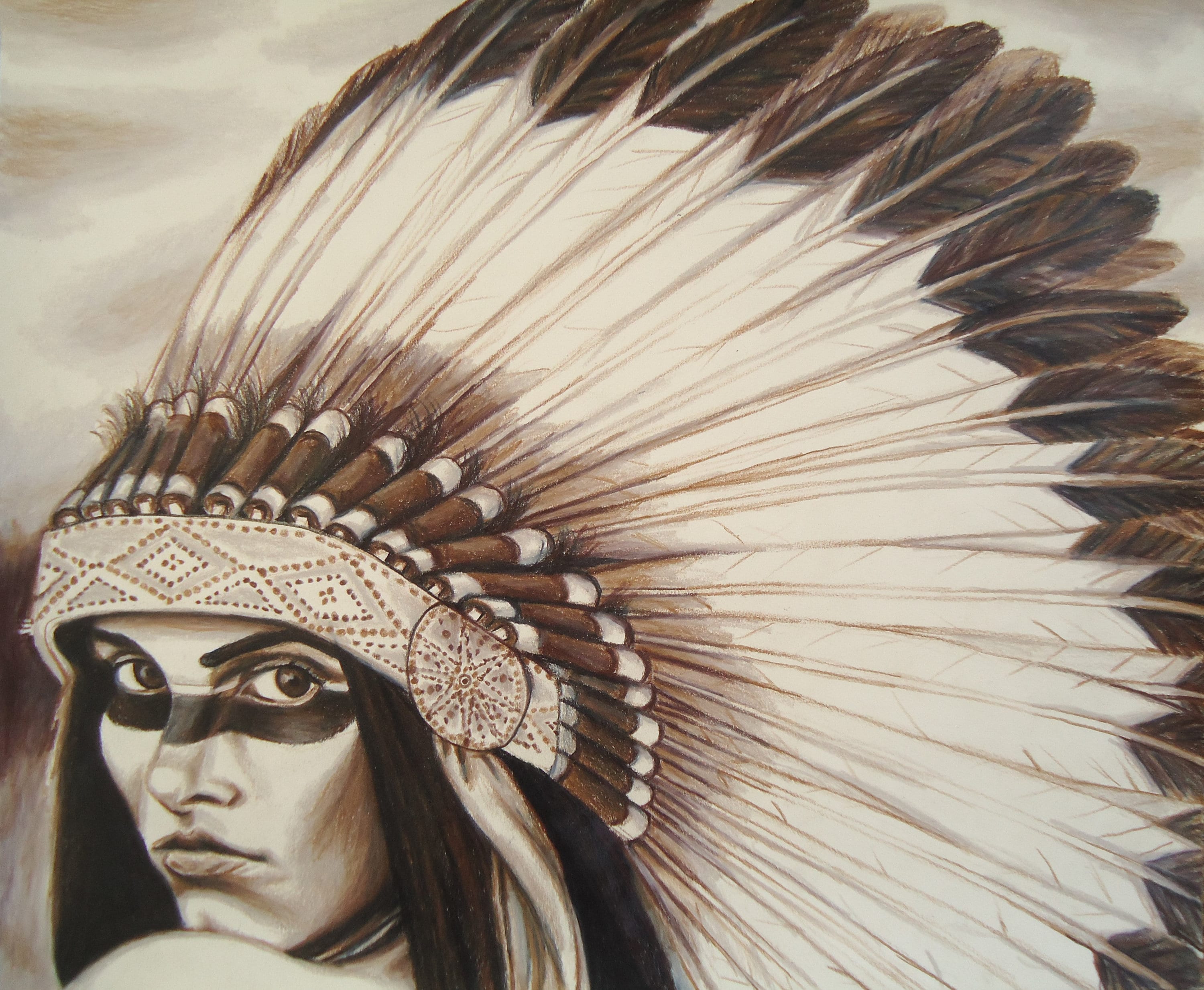 Indian Headdress Art Original Artwork 