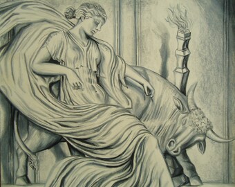 Original Rome art, Beauty and the Beast art, Rome artwork, Original art, Black and white art, Sculpture drawing, Wall decor, Female art, Art