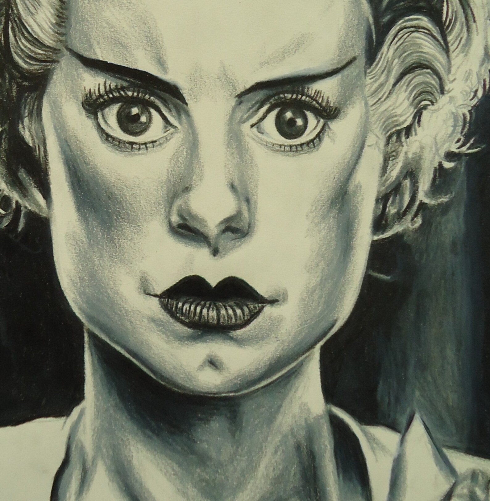 Bride of Frankenstein Drawing Bride of Frankenstein Horror Etsy