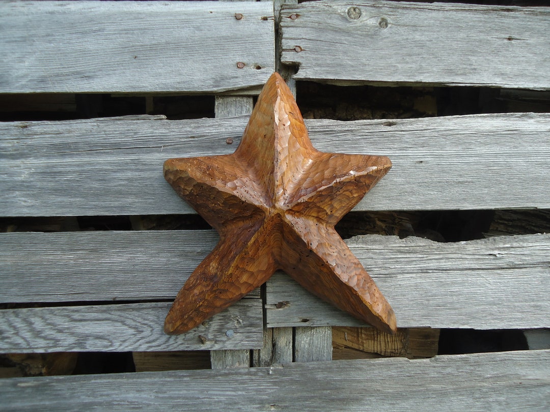Carved Wood Star, Large Wood Star, Wall Star, Wood Starfish, Beach
