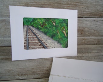 Original card artwork, Thank you card Art, Train Track art, Original artwork, Greet Card Art, Art gift, Train Track card art, Card art, Art