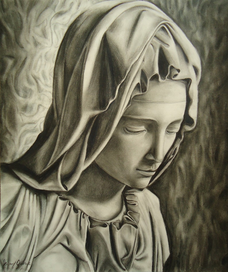 Original Pieta Artwork Michelangelo art Original pencil Etsy