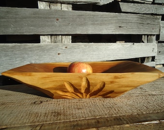 Apple wood bowl, Wood bowl, Hand Carved wood bowl, Wedding gift, Rectangle wood bowl, Anniversary gift, Wood bowl, Home gift, Serving bowl