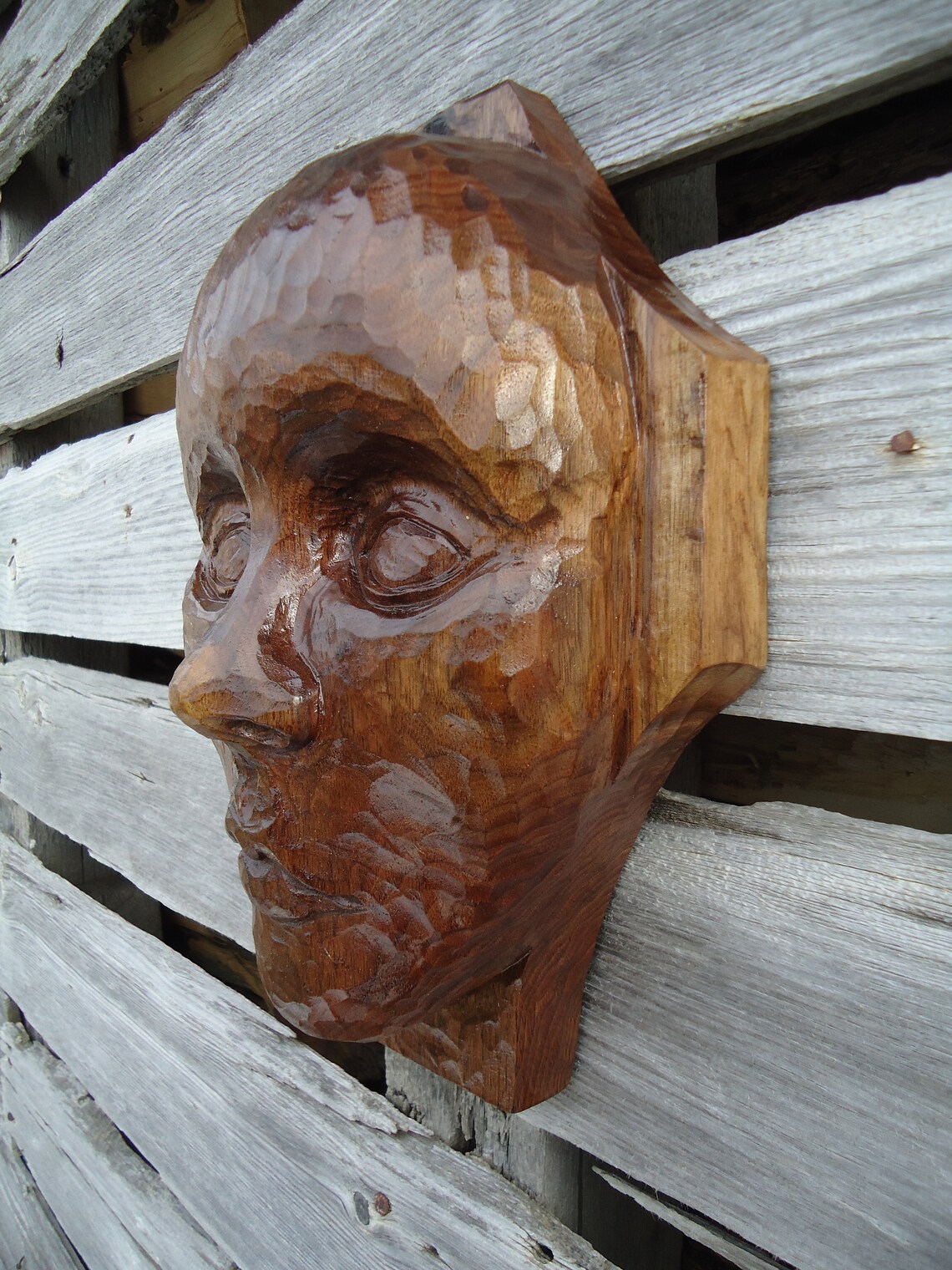 Hand carved wood sculpture Wood face sculpture Female face Etsy