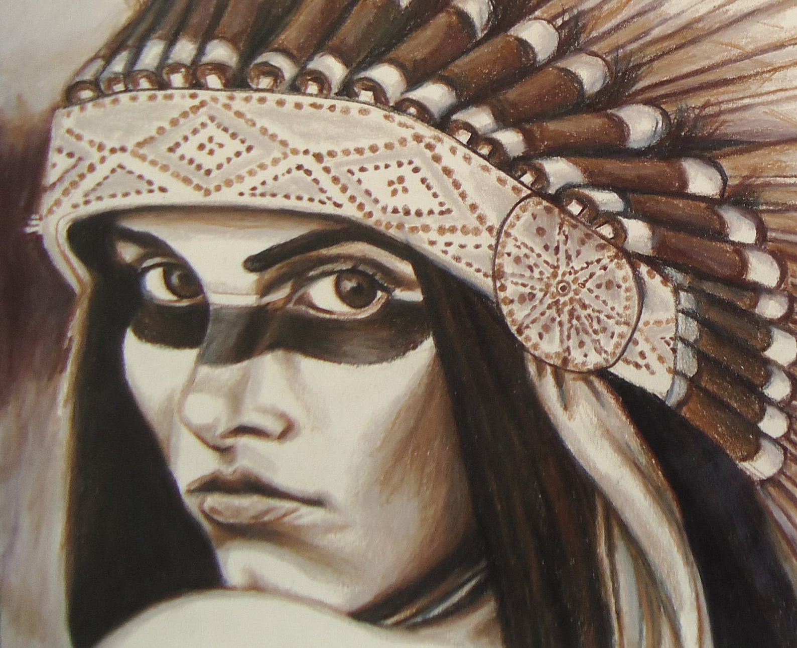 Indian Headdress Art Original Artwork Female Headdress Etsy